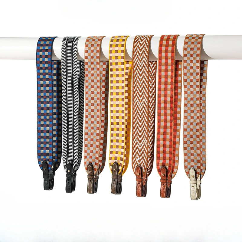 Women Bag Leather Buckle Strap for Crossbody Canvas Strap Bag Canvas Replace Wide Shoulder Multi Color Plaid Jacquard Strap