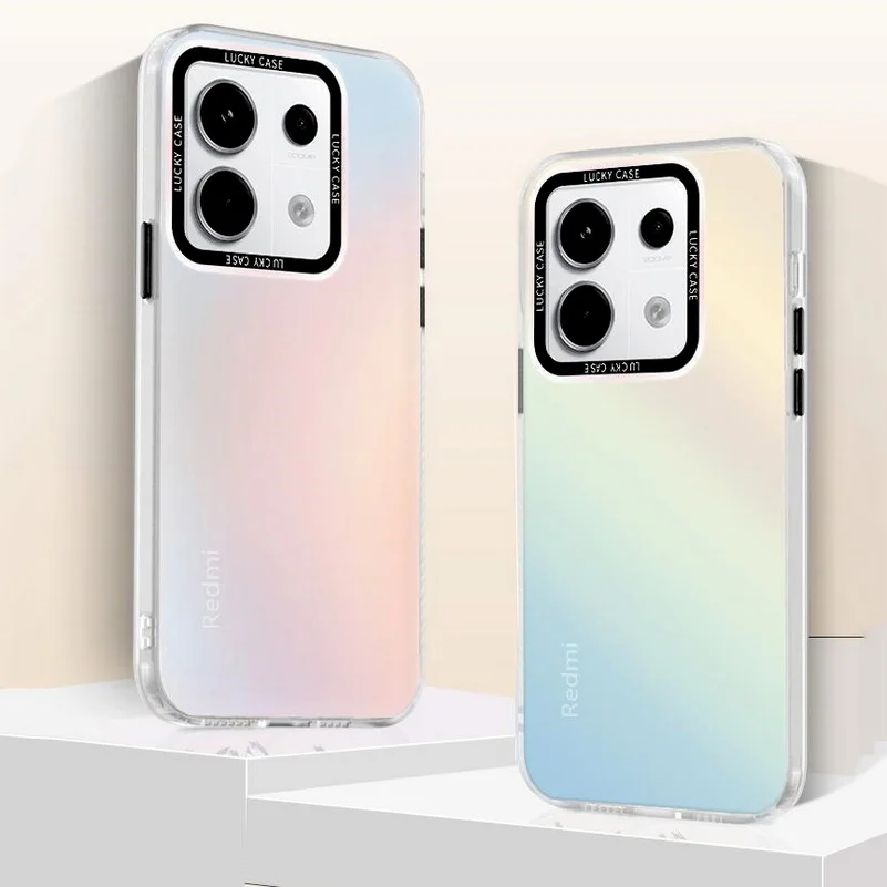 Colourful Silver Laser Gradient Case for Xiaomi Redmi NOTE9 NOTE12 NOTE115G NOTE8 9A Pro Plus Frosted Acrylic Camera Protect