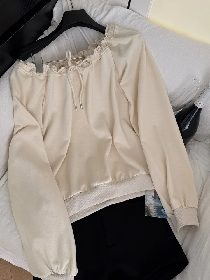 Suda Hoada con Cordón para Mujer, Sin Mangas, Manga Larga, Estilo Deado, Hombros Descubiertos, Estilo Otoñal, Nuevo, ...