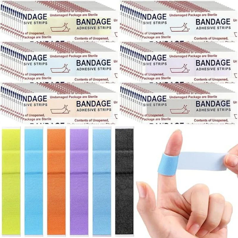 20Pcs/Set Strap Shape Band Aid Colorful Finger Wound Dressing Tape Patch Elastic Plasters First Aid Adhesive Bandages