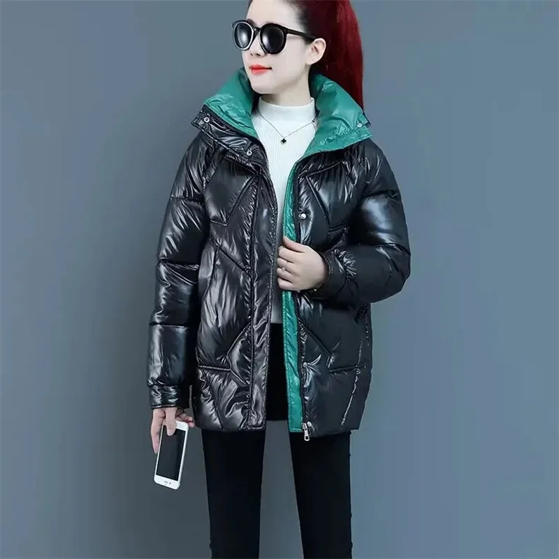 Capispalla in cotone con colletto alla coreana moda donna coreana 2025 Piumino da donna a maniche lunghe Cappotto imbottito in cotone femminile invernale