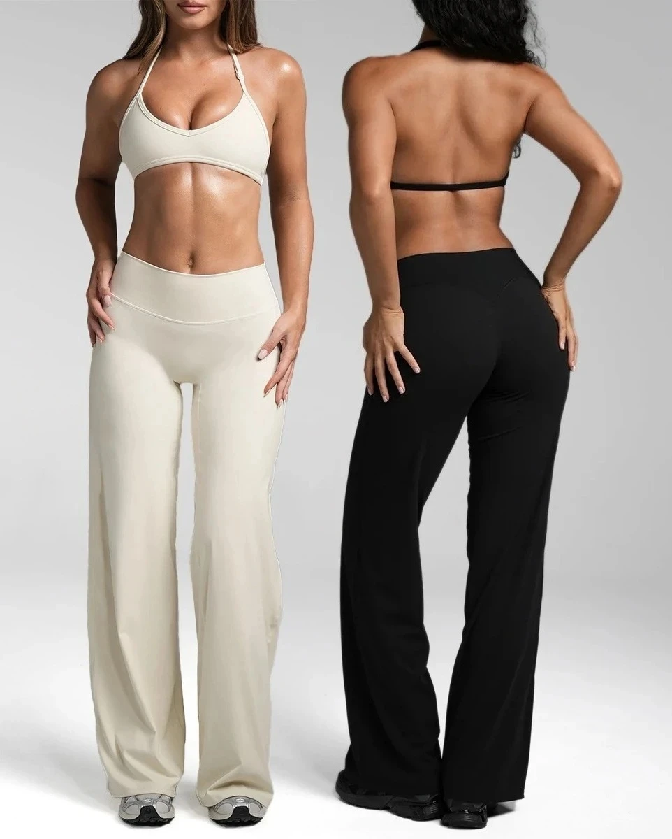 C-B 2026 Women Halter Yoga Bra High Waist Wide Leg Pants Workout Fitness Suit Soft Stretch Gym Running Sportswear For Women