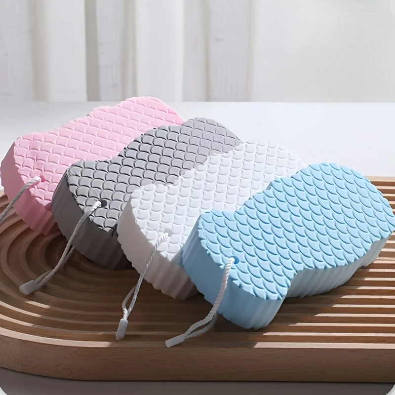 3Pcs 3D Fish Scale Bath Sponge  Random Color Gentle Exfoliating Soft Body Scrubber Deep Clean Shower Sponge for SPA Bath