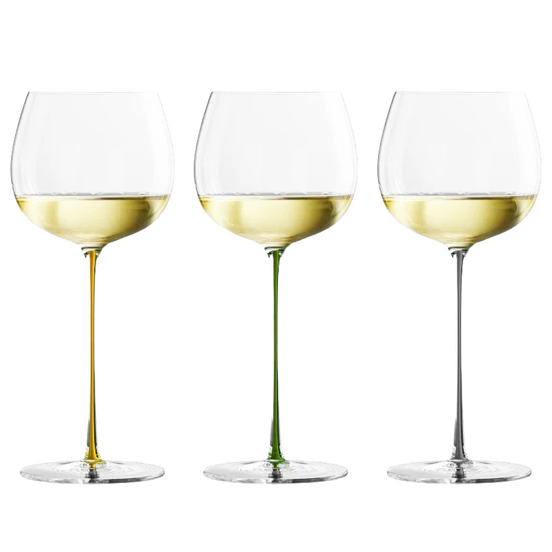 JINYOUJIA Colour Handle Montrachet Chardonnay Wine Glass Handmade Extremely Thin Masterly Craft Perfect Flawless Goblet