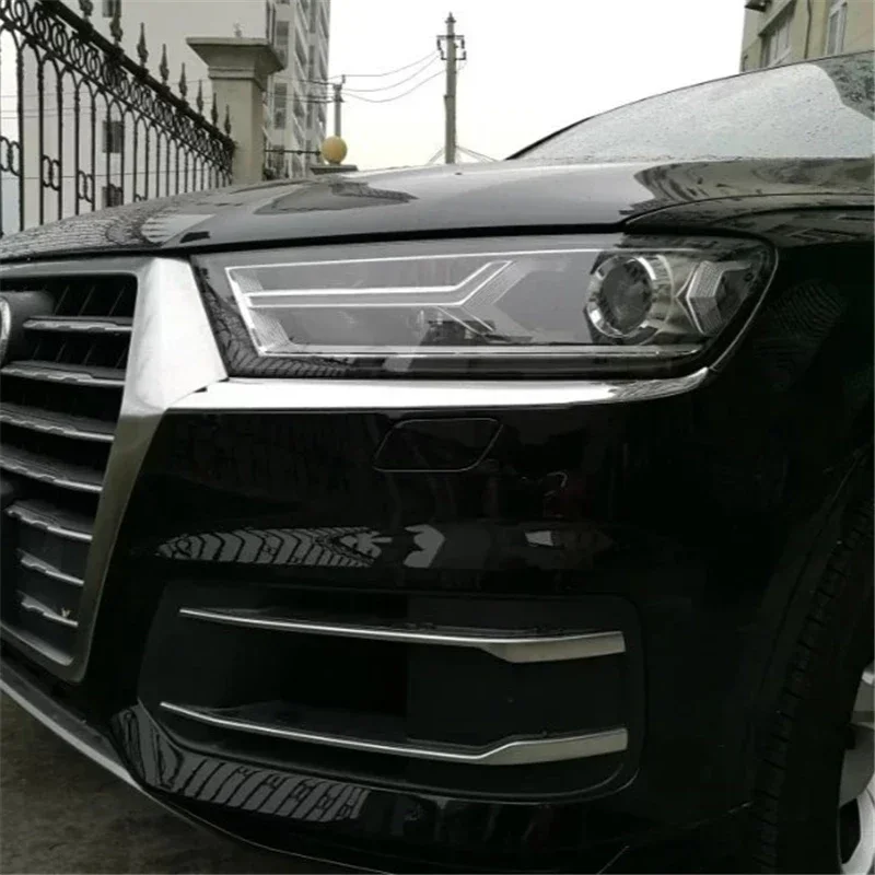 WELKINRY For Audi Q7 4M 2nd Generation 2016-2019 ABS Chrome Car Head Front Lamp Light Eyelid Eyebrow Cover Trim