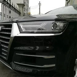 WELKINRY For Audi Q7 4M 2nd Generation 2016-2019 ABS Chrome Car Head Front Lamp Light Eyelid Eyebrow Cover Trim
