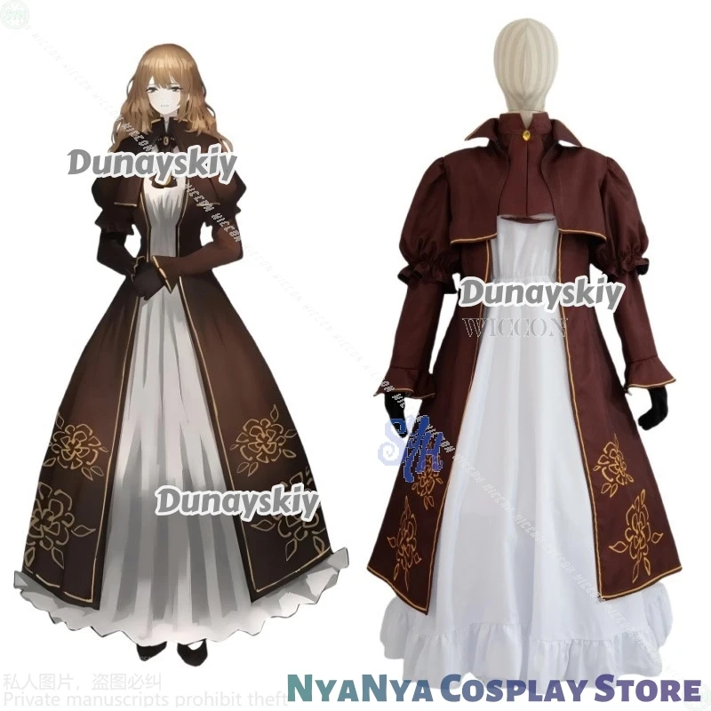 ชุดคอสเพลย์คาทีนจากอนิเมะเกมลิมบัส คอมพ์ย์ สไตล์วินเทจแบบพระราชวัง สีน้ำตาลหวานๆ โลลิต้า ชุดเดรสสีขาว สำหรับงานปาร์ตี้ฮาโลวีน