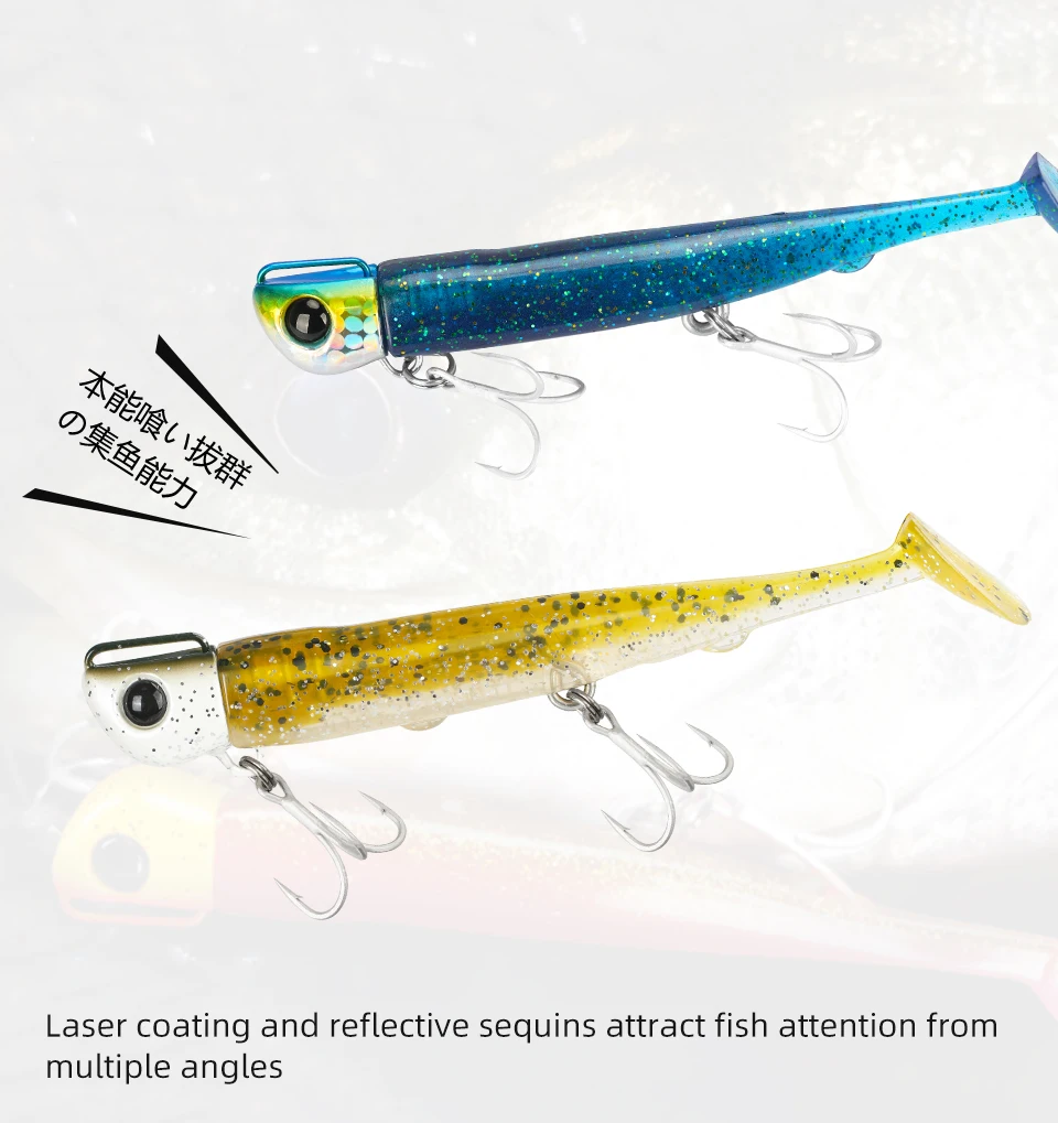 TSURINOYA Long Casting 2 Stück T-Schwanz Jigkopf 110mm 35g 45g Salzwasser Sinkender Hardbait Hochfester Flunder- und Wolfsbarsch-Angelköder – Detail 10