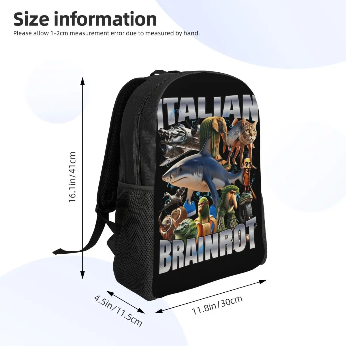 حقيبة ظهر إيطالية Brainrot Tralala للرجال في سن المراهقة في المدرسة الثانوية والمشي لمسافات طويلة والسفر Daypack Brr Brr Patapim كلية حقائب من القماش الرياضية