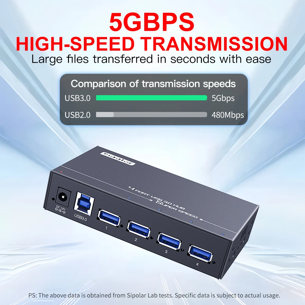 Rugged Metal USB 3.0 Hub 4 Ports, 5Gbps High Speed, 12V/2A Adapter Included, Wall-Mountable, for Workshop & Office