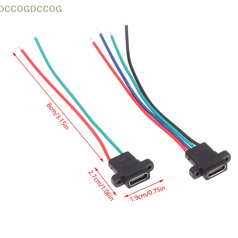 Current Fast Charging port Type-C 2Pin 4Pin Welding Wire Female Waterproof Female Socket Rubber Ring