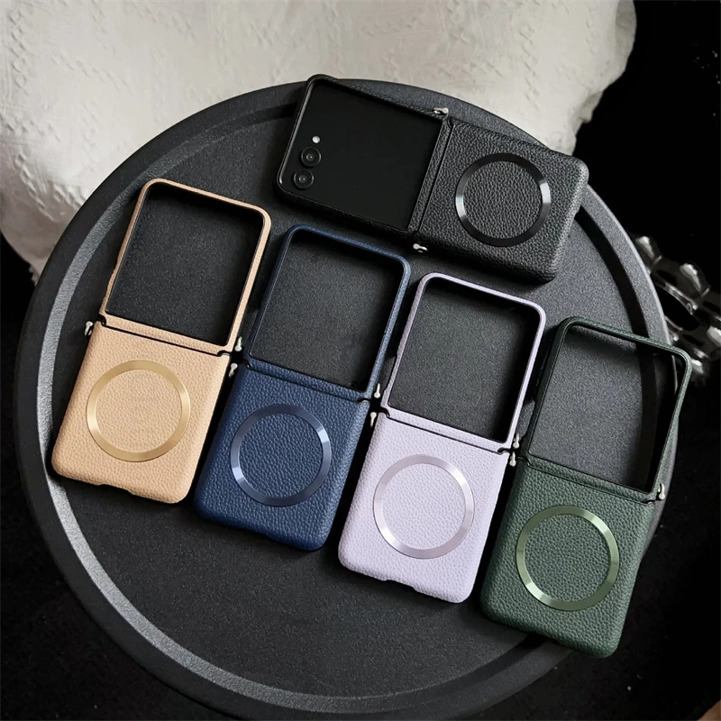 Magnetic Phone Leather For Magsafe Case For Motorola Razr 60 Ultra Wireless Charging Hard PC Phone Bumper Cover Razr 50 60 Ultra