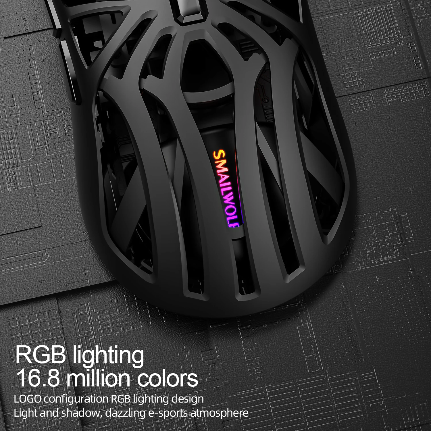 SMAILWOLF RS8 E-Sports Wireless Gaming Mouse Three-Mode  PAW3311 1K  Spider Shape 10000DPI Digital Screen Display RGB Lighting - view 6