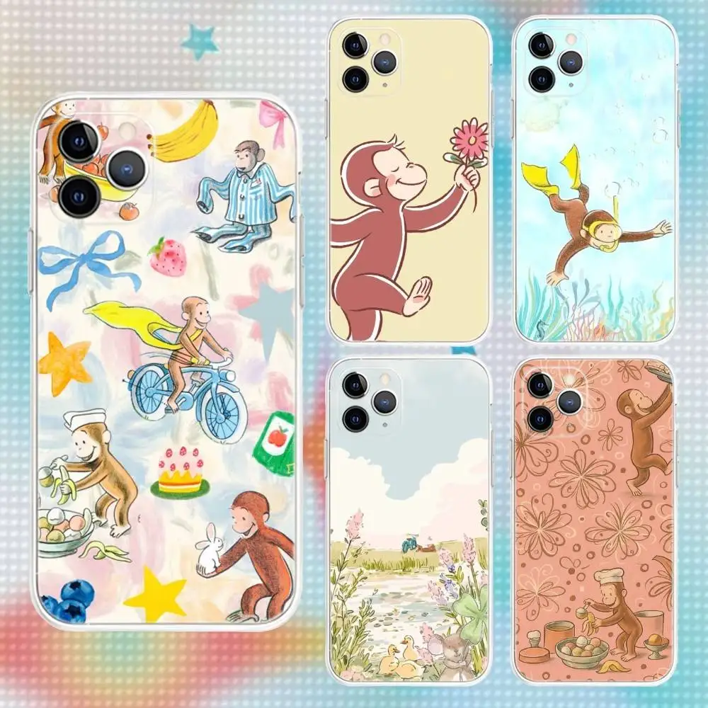 

C-Curious Monkey George Phone Case For iPhone 17,16,15,14,13,12,11 Pro,Max,Plus,Air,X,XS,XR,SE,Mini Transparent Soft
