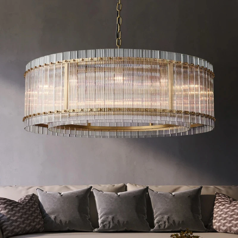 Luxury Crystal Pendant Lights Interior Decoration Gold Double Layer Ring Led Light Bedroom Dining Living Room Ceiling Chandelier