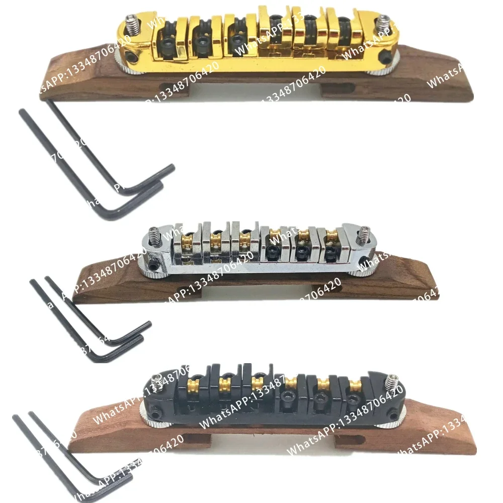Gold/Silver/Black Optional Archtop Jazz Guitar Roller Saddles Tune-O-Matic Bridge Rosewood Base with Wrench