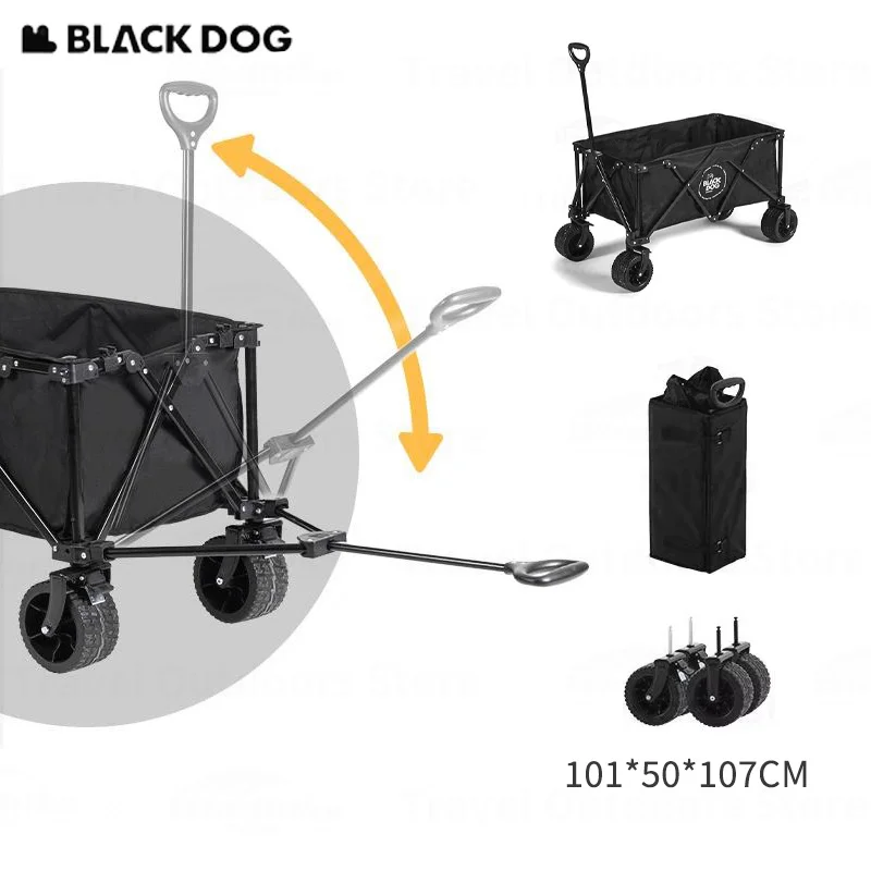 BLACKDOG Collapsible Folding Utility Beach Wagon Cart Heavy Duty Large Capacity Fold Wagon Outdoor Trolley Portable Camping Cart