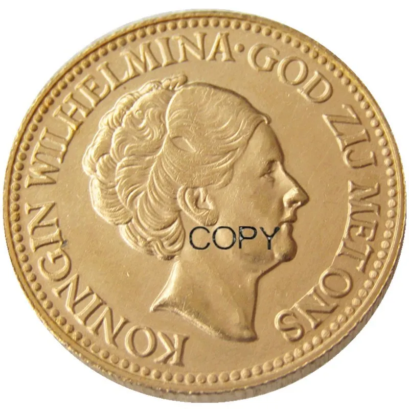 Netherlands, A Set Of(1925-1933) 5pcs Wilhelmina I, 10 Gulden Gold Plated Copy Decorative Coin