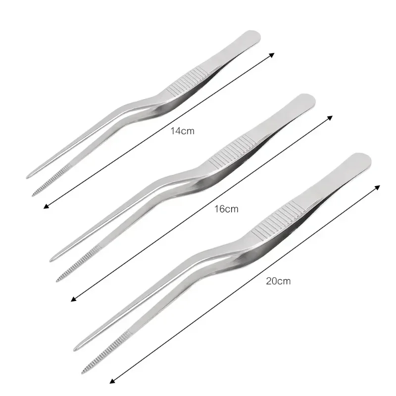 

Hot 3/1Pcs Kitchen Tweezer Utensil BBQ Tweezer Food Clip Kitchen Bar Chief Tongs Stainless Steel Portable for Picnic Barbecue