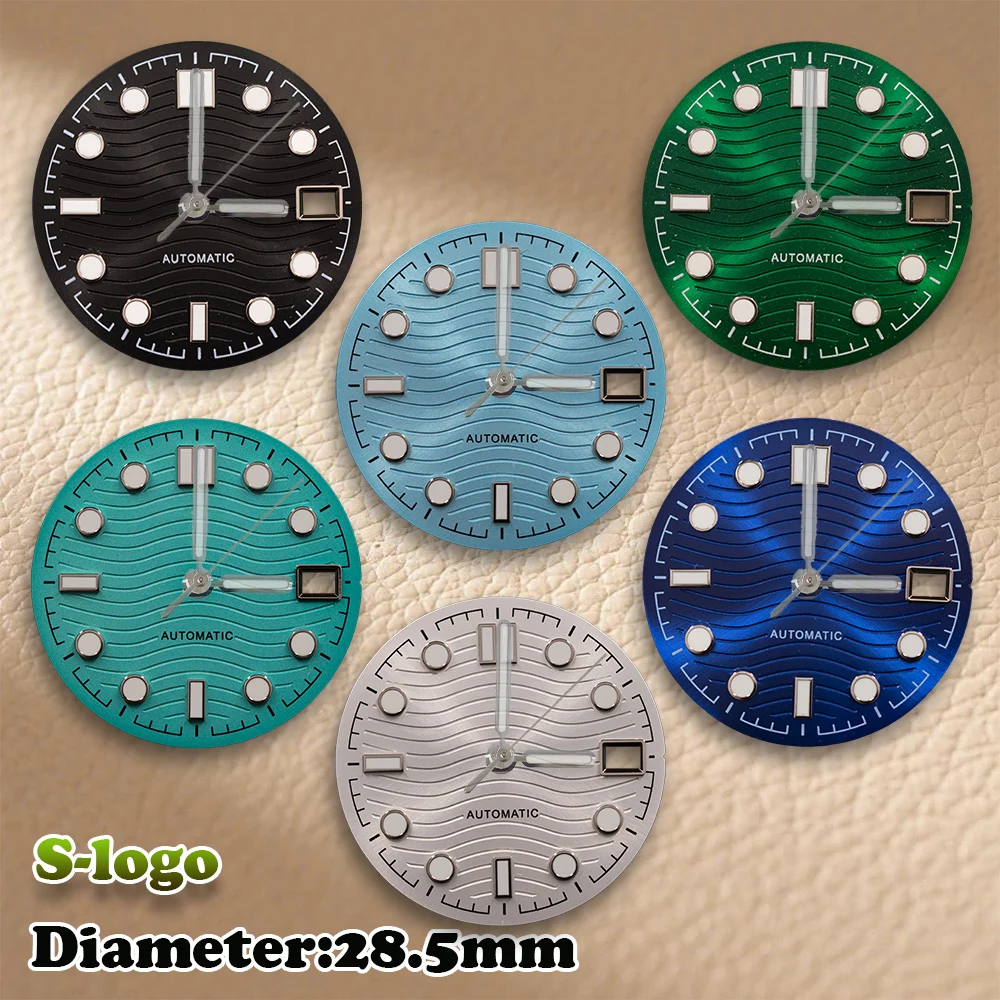 NEW NH35 Movement with 28.5mm S Logo Sea Wave Master 300 Dial & Green Luminous | Complete Watch Modification Accessories