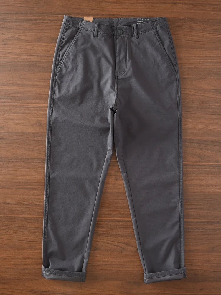 Primavera outono novo japonês retro chinois calças casuais simples 97% algodão lavado micro elástico grosso fino calças retas