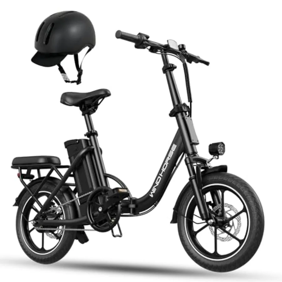 

16 Folding Electric Bike for Adults: Aluminum Frame, Matte Black, 630W Peak Motor with 20MPH Speed 35-Mile Pedal Assist Range