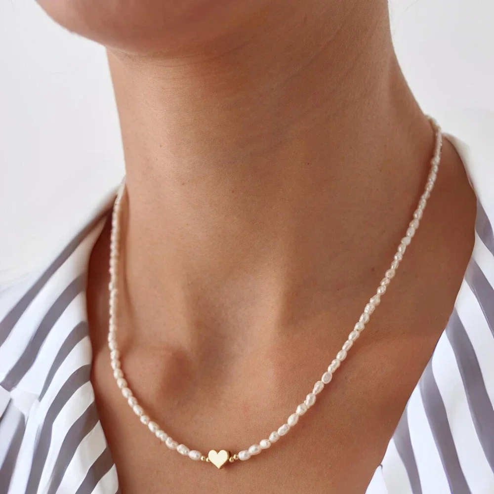 Hengsheng 2025 Newest 3-4mm Rice Shape Freshwater Pearl Necklaces for Women 40cm 45cm 50cm 4cm Adjustable Necklaces Jewelry Gift