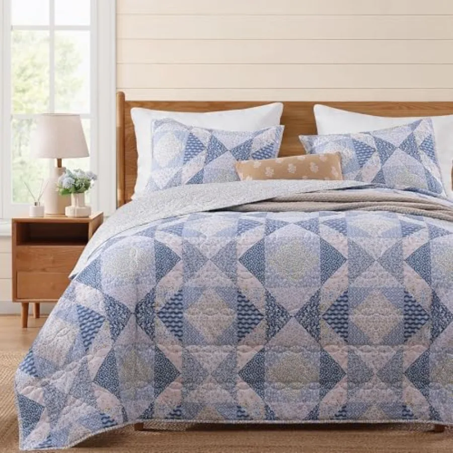 

Quilt Set Size Patchwork Floral Quilt Sets Reversible Bedspread Lightweight and Breathable for All Seasons Soft Quilted Bedspre