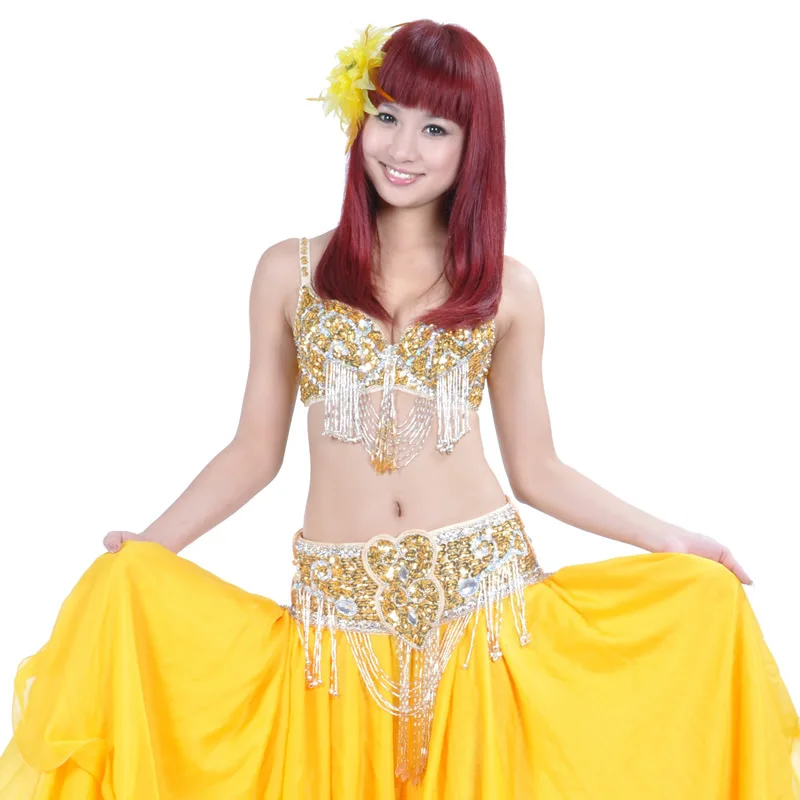 Costume professionale Ricamo di perle Costumi di danza del ventre artigianali Fascino sexy Nappa Performance Dress Set Carnevale