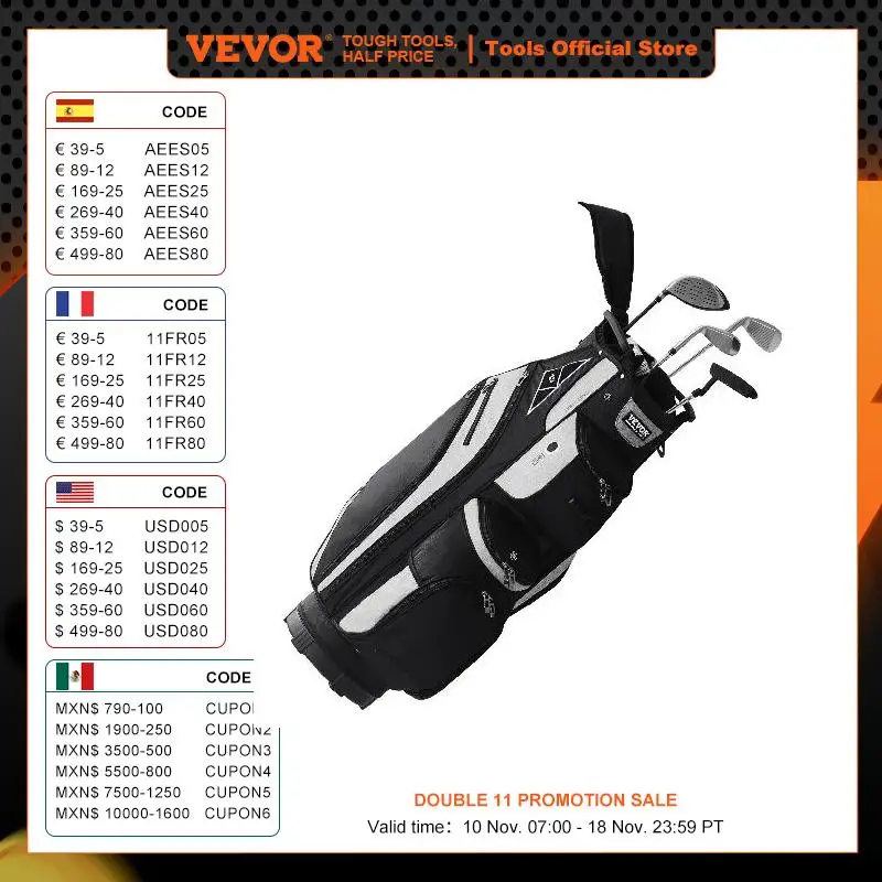 VEVOR Golf Cart Bag with 14 Way Organizer Divider Top Pockets Premium Cart Bag, Durable Golf Bags with Handles&Detachable Straps