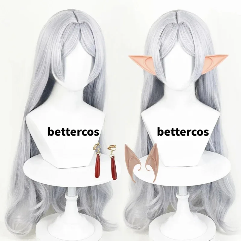 

Парик для косплея Frieren, аниме Frieren At The Funeral, длинные серебристо-белые парики 85 см, термостойкие синтетические парики