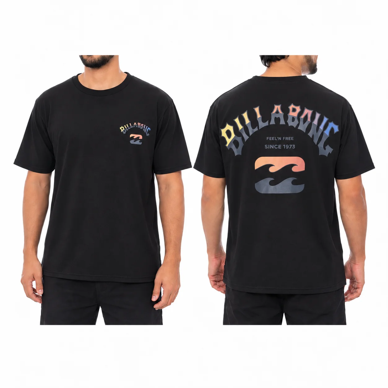 Billabong Feel Free Surf Beach Sunset Graphic Tee T Shirt Men's Women's Unisex Cotton Retro Edgy Cool Oversized Short Sleeve Top