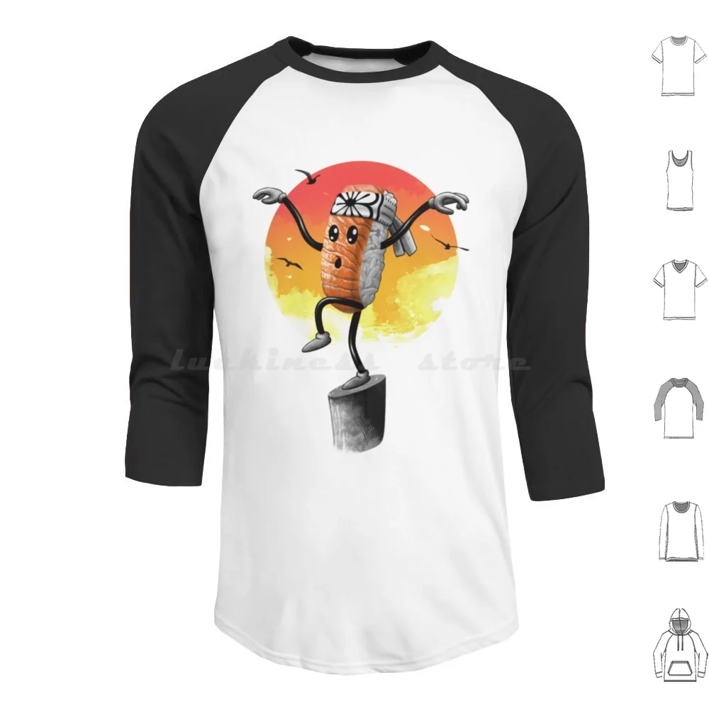 Moletom Estilo Sushi de Algodão Manga Longa Paródia Karate Kid Engraçado Legal Karate Kid Fofo Sushi Kung Fu Chulas Comida Estilo Sushi