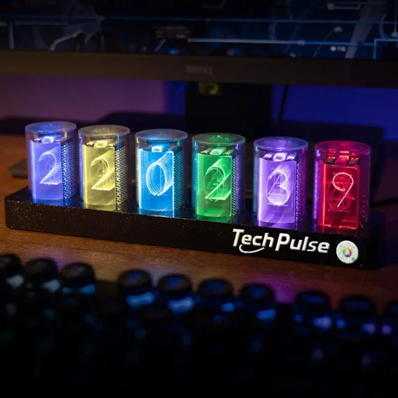 Nixie Tube Table Clock LED Digital Desk Watch Aesthetic Silent Vacuum Tubes Tabletop Clocks Decorative Luxury Desktop Watches