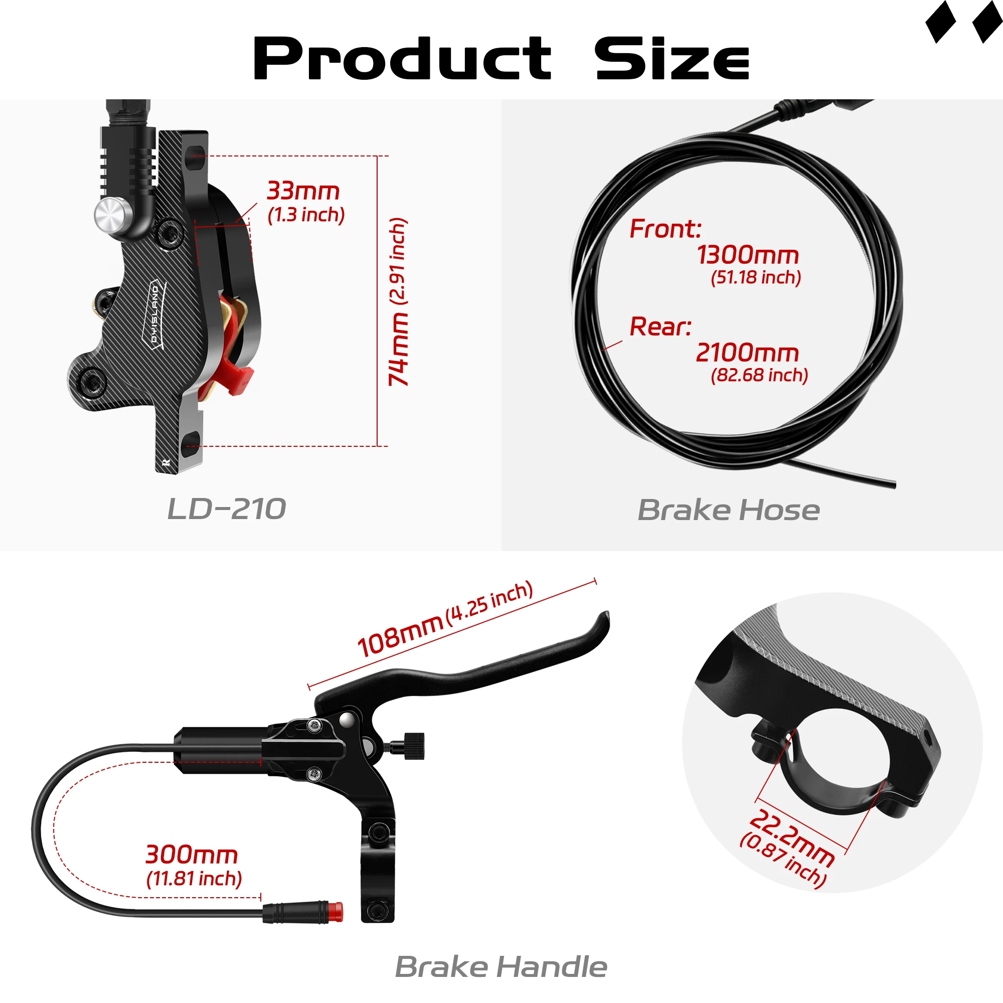 DYISLAND LD210 Elektroroller Hydraulische Scheibenbremse 2-PIN Stromabschaltung E-Scooter Bremse für Kukirin KUGOO Dualtron Kaabo Mantis – Detail 22