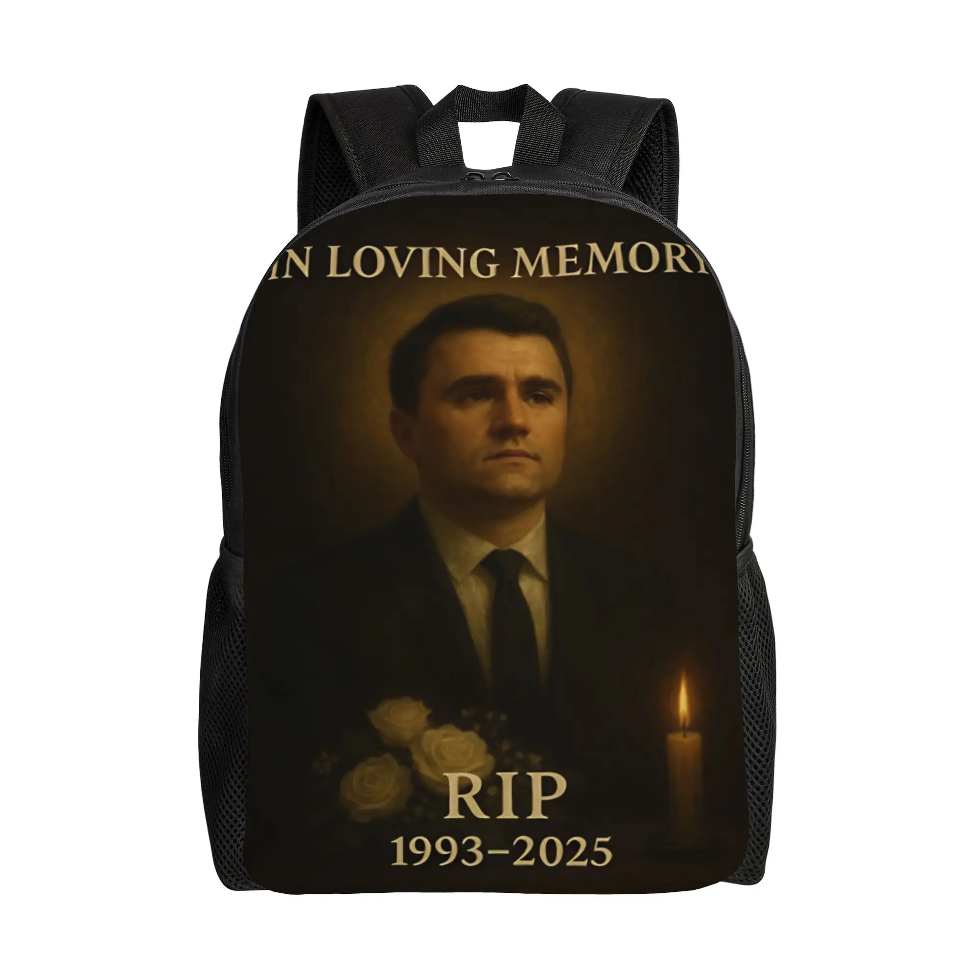 Charlie Kirk Rest In Peace Backpack Unisex  Durable Backpacks Polyester Casual High School Bags Travel Custom Rucksack
