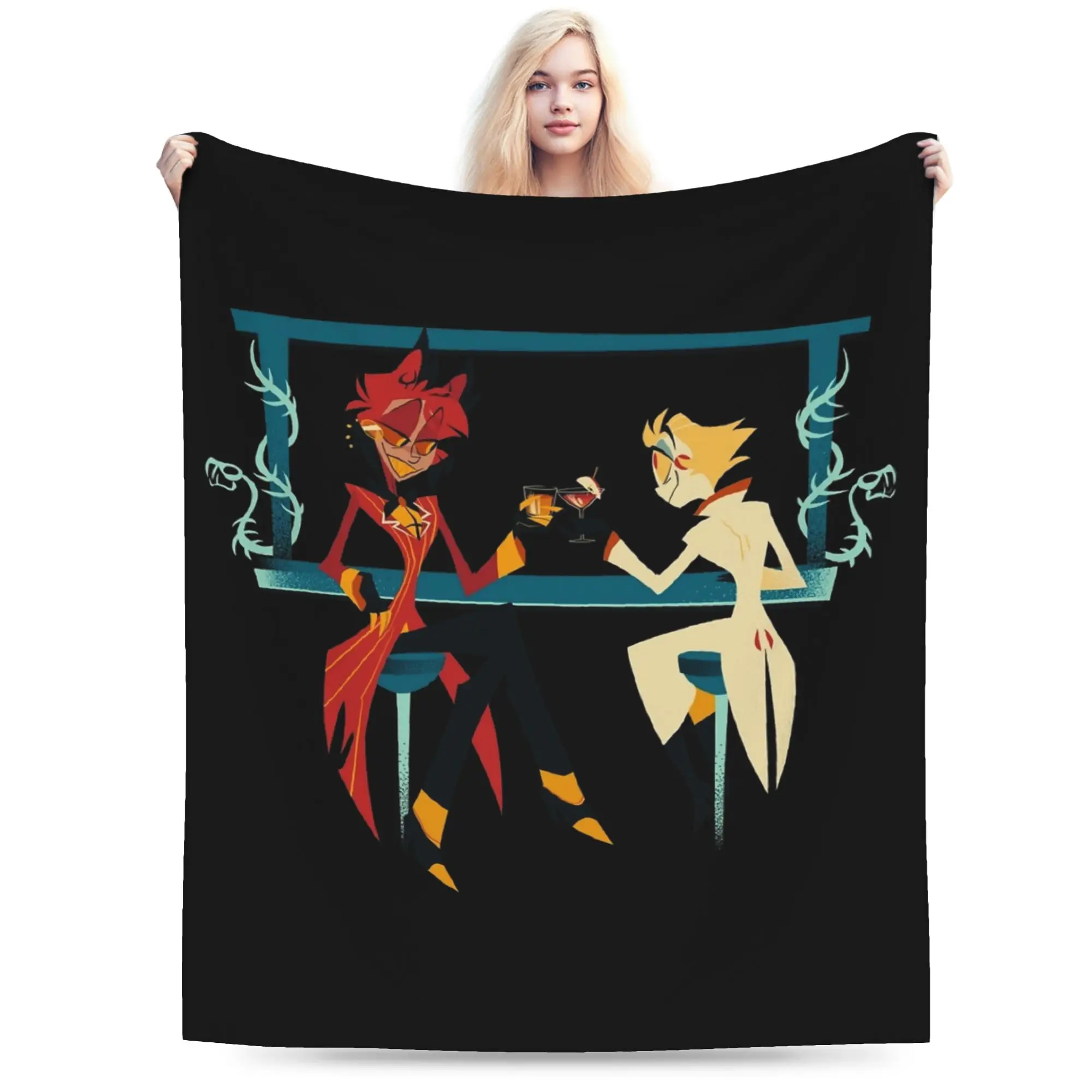 Alastor & Lucifer cheers Hazbins Hotels Blankets Velvet Printed  Breathable Super Warm Throw Blanket for Home Office Bedspreads