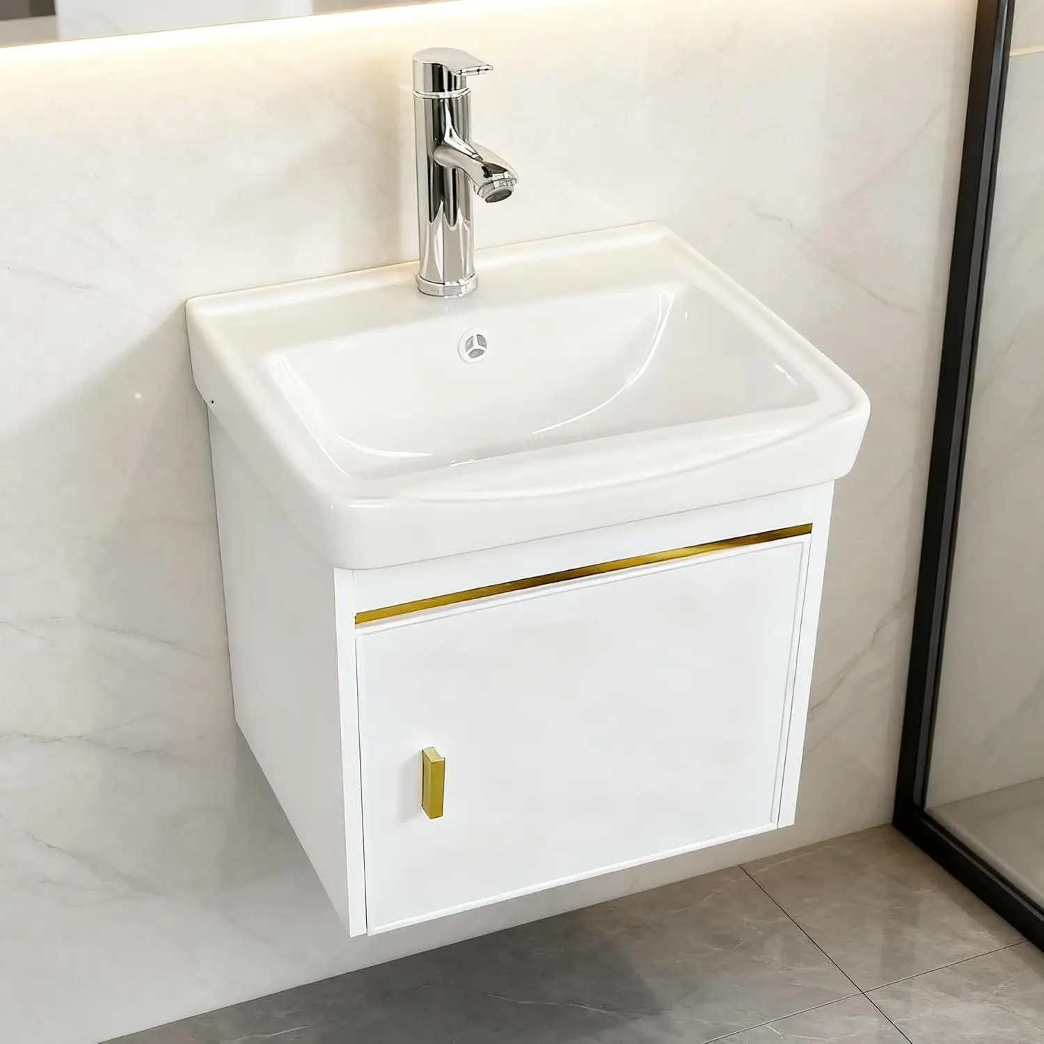 ！@Combohome Newest MDF Wood Fancy Wall Under Sink Luxury Bathroom Vanities Free Standing Floating Bathroom Cabinet Vanity