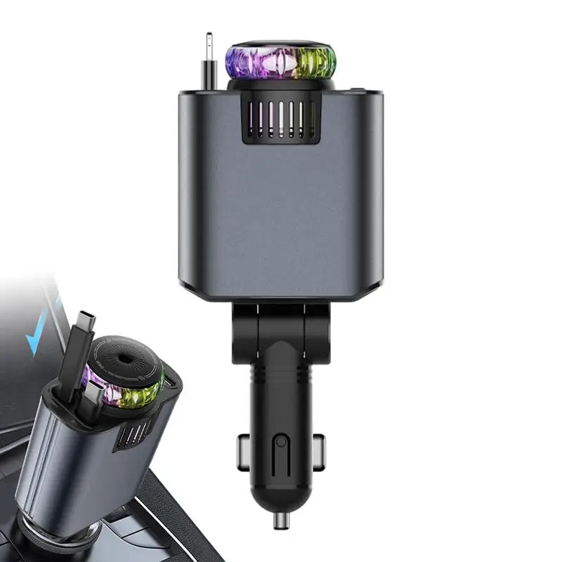 

Phone Charger For Car 66W Retractable Multifunctional Car Charger Star Night Projector Lamp Auto Accessories Enhances Night