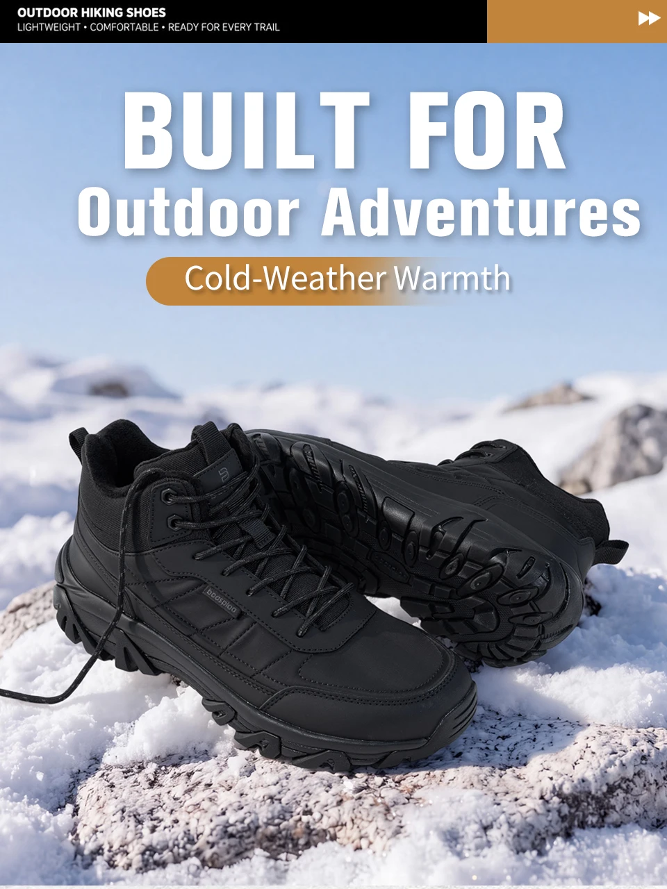Baasploa Herren Winter Baumwollschuhe Wasserfeste Wanderschuhe Komfort Plüsch Warme Stiefel Herren Rutschfeste Neue Freizeitsneaker – Detail 8