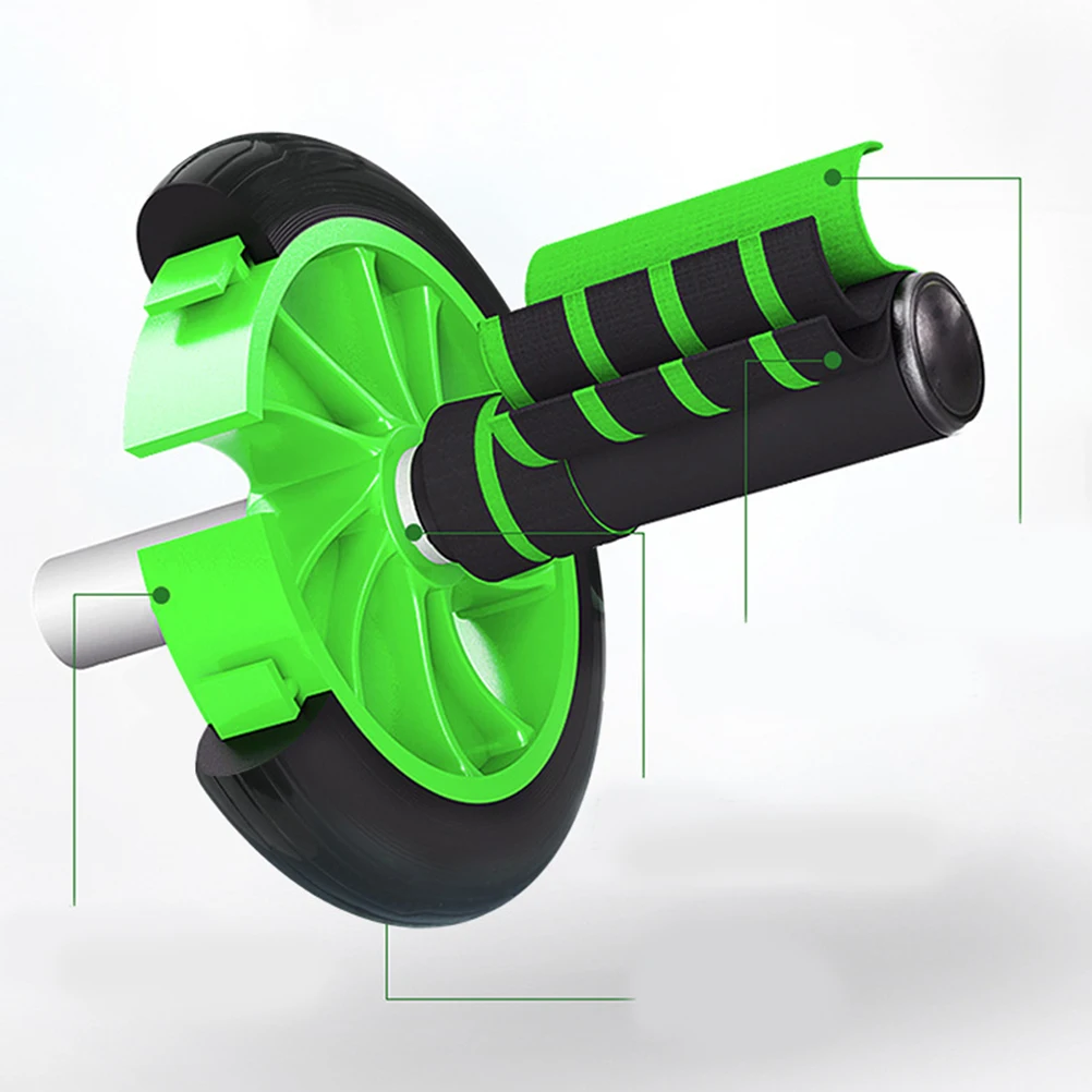 

3 Wheels Exercise Ab Roller Non-slip Sponge Handle Wheels Abdominal Roller Wheel Training Tool with Yoga Mat for Fitness (Green)