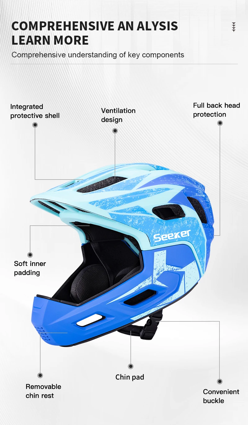 UMUSEEKER Kinder-Fahrrad-Vollgesichtshelm Cross-Country-Mountainbike-Schutzhelm Skateboard-Fahr-Schutzausrüstung – Detail 9
