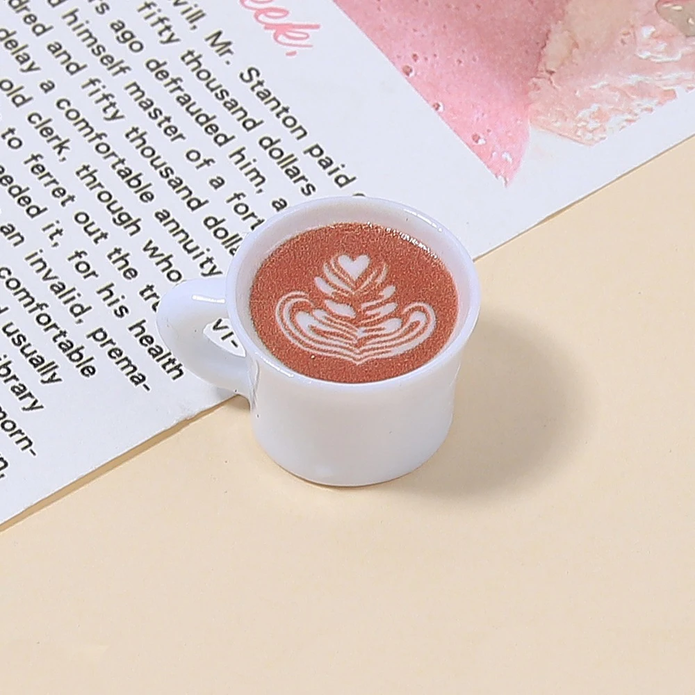 10pcs Love Heart Coffee Cup Resin Pendant Drinks Charms For Jewelry Making Accessories DIY Earrings Necklace Keychain