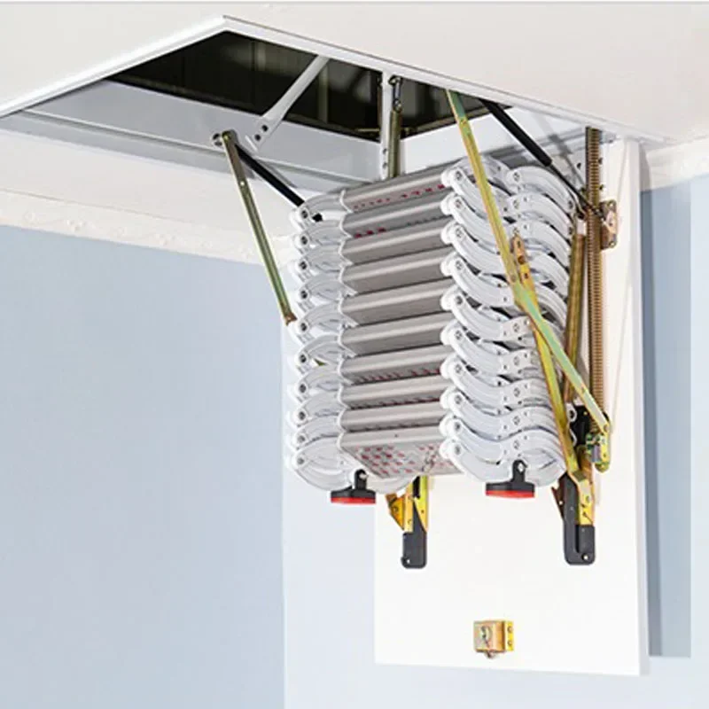 อัพเกรดปกปิด Attic Retractable บันไดในร่มไฟฟ้า Lift Compound Villa อัตโนมัติพับบันไดขยาย