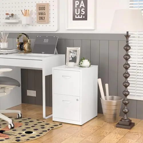 2 Drawer File Cabinets,Metal Office File Cabinet with Lock,White | Filing Cabinets for Home Office,Vertical Modern File