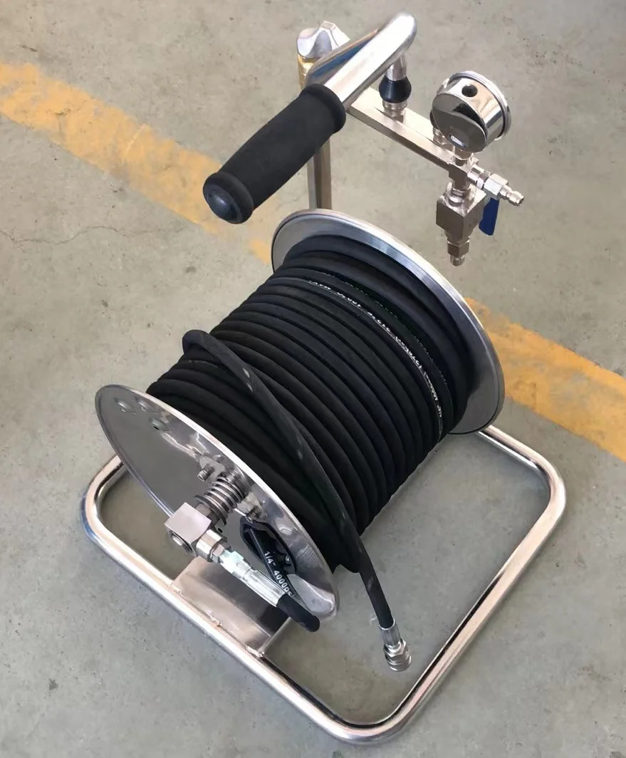 High-Pressure Electric Power Washer Heavy Duty Steel Hose Reel With Water Mouse Nozzle Set Car Washing Equipment