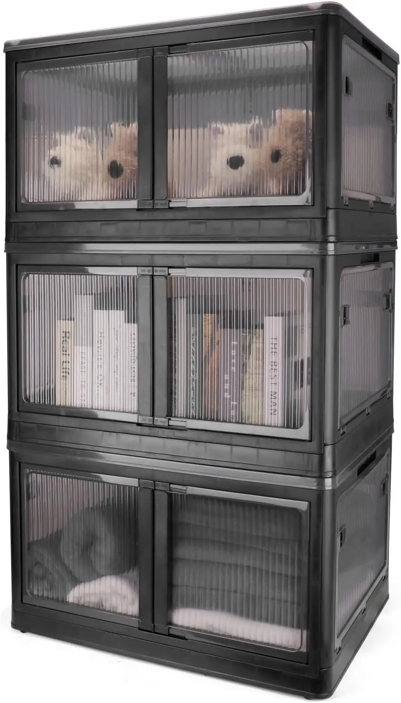 Foldable Storage Box with Strong Load Bear, Stackable Storage Containers