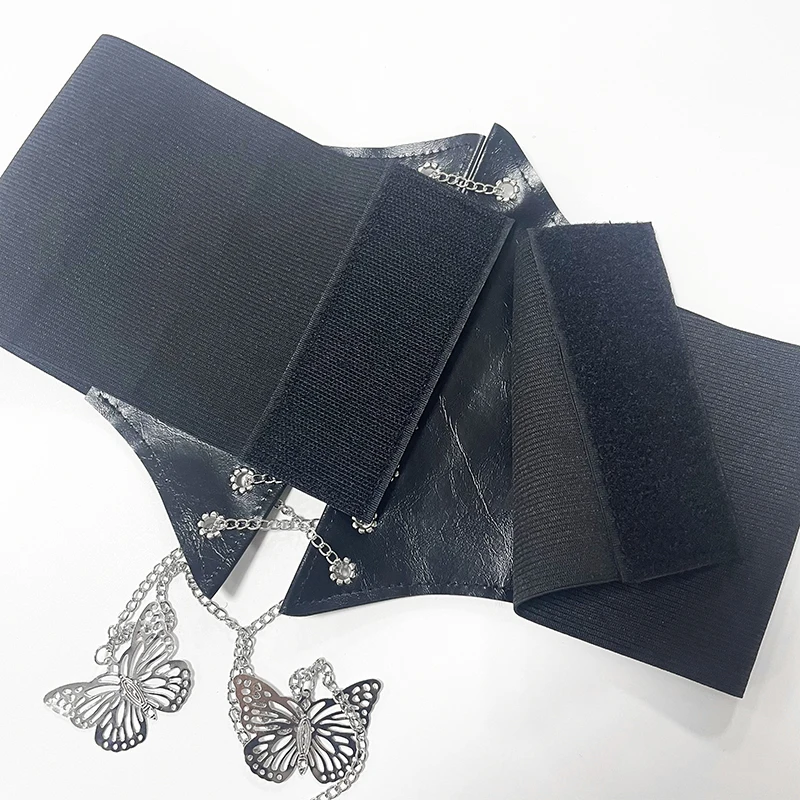 Butterfly Chain Corset Wide Belts Faux Leather Slimming Body Shaping Girdle Belt Women Elastic Tight High Waist for Daily Wear view 3