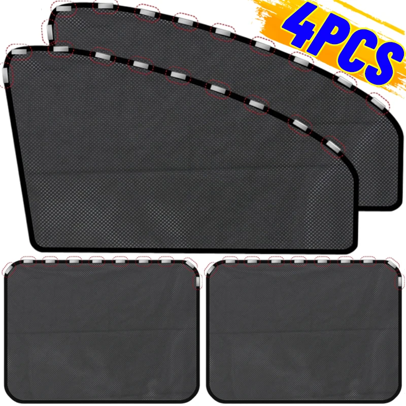 Magnetic Car Sunshade Universal Foldable Unobstructed View Nylon Mesh Curtain with Strong Magnets UV Protection Window Sunshades