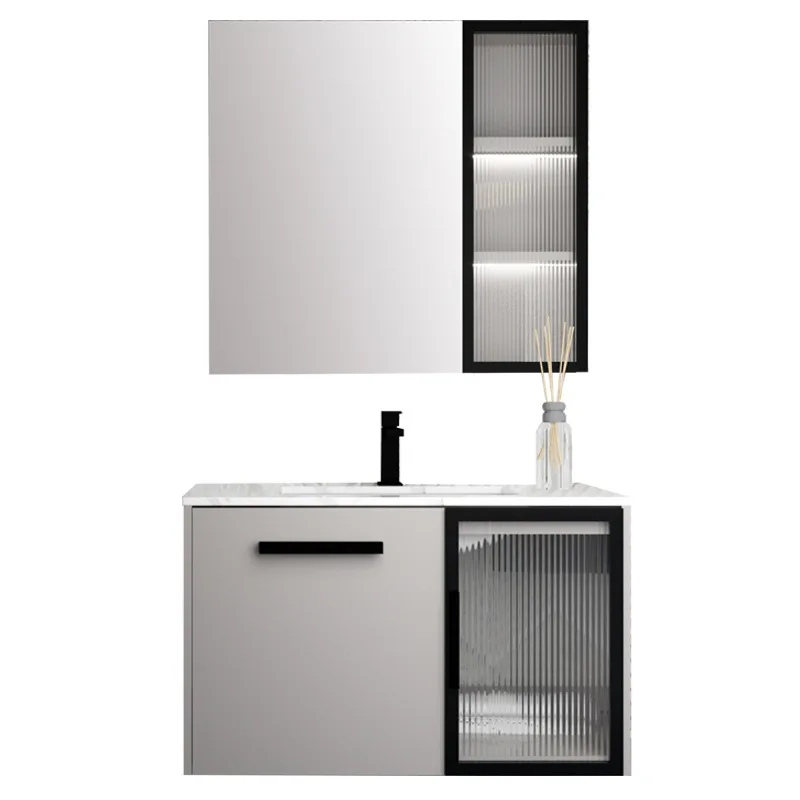 

Шкаф для ванной комнаты из цельного дерева, современный простой умный умывальник для ванной комнаты, шкаф для умывальника для лица